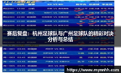 赛后复盘：杭州足球队与广州足球队的精彩对决分析与总结